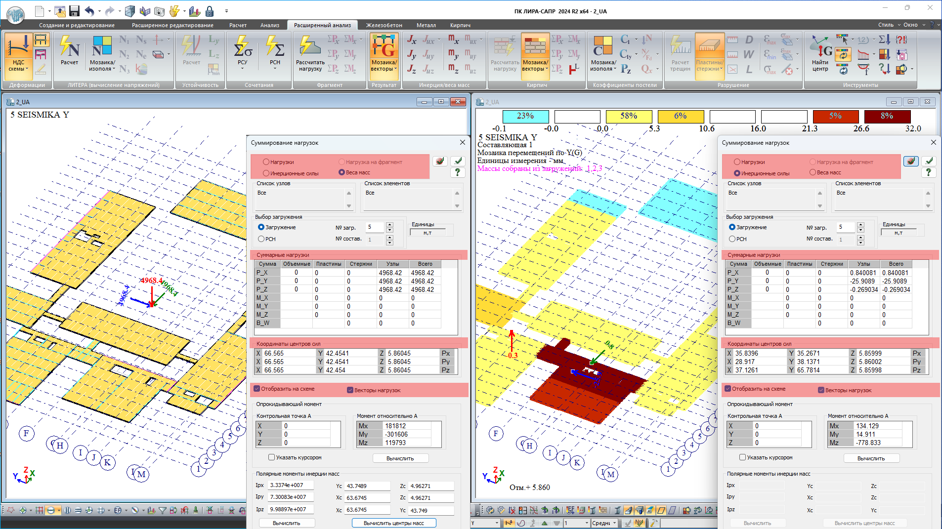 Визуализация центров сил и векторов нагрузок Визуализация центров сил и векторов нагрузок